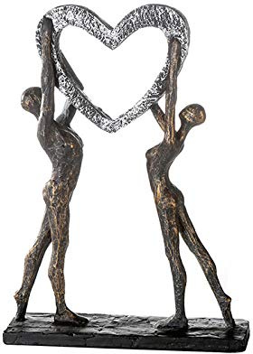 Casablanca Design Skulptur Victory Paar hält Herz hoch Höhe 37 cm Breite 26 cm bronzeoptik aus Poly Wohnzimmer Skulpturen Deko Modern