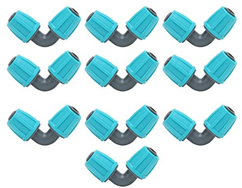 10Pcs 16mm/0.6in Lock Connecteur Barbelé, PE 90° Coude Tuyau Joint Jardin Agricole Irrigation Goutte À Goutte Raccord Pour Verdissement Urbain, Serres