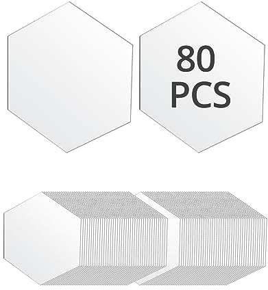QWORK® 80 Pièces Plaque Acrylique Hexagonaux, pour Mariage, fête, Cadre Photo, présentoir Artisanal, 8 x 7 cm, 0,2 cm d'épaisseur