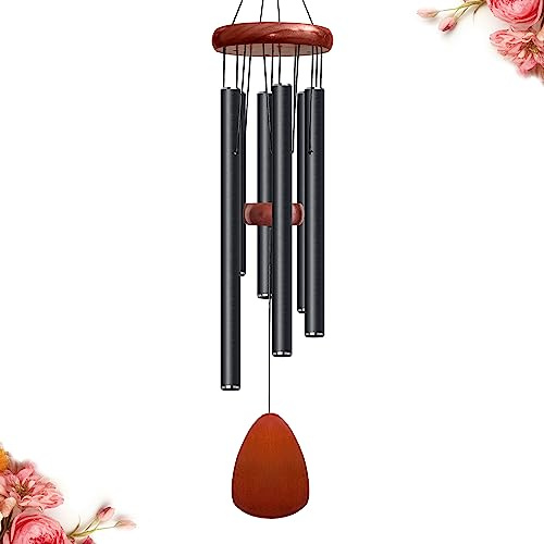 Bursvik 28 Aluminum Wind Chimes for Outside (Black), Patio Zen Decor Gift