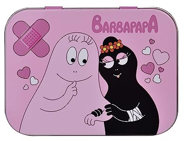 Barbapapa Pansements Enfants – Boîte en Métal avec 24 Pansements Colorés – Waterproof & Hypoallergénique – Pansement Enfant pour Peau Sensible – Idéal École, Voyage & Premiers Secours