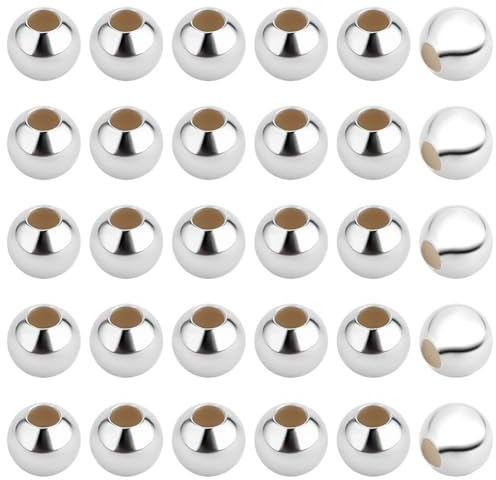 PH PandaHall 50 Stück 925 Spacer Perlen Aus Sterlingsilber 3 mm Space Stopper Perlen Winzige Kugel Charm Perlen Runde Bastelperlen Für Halskette Armband Armband Schmuckherstellung DIY Handwerk