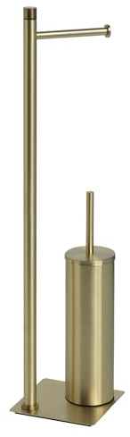 Gedy TRILLY WC-Bürste und Toilettenpapierhalter, gebürstetes Gold, Edelstahl, 14 x 14 x 63 cm