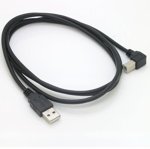 Tivid 59inch USB 2.0 High Speed Printer/Scanner Right Angle Cable USB Printer Cable 90 Degree USB 2.0 A Male to B Male Printer Scanner USB B Cable Cord with 480Mbps (Down Angle, 4.9Feet)
