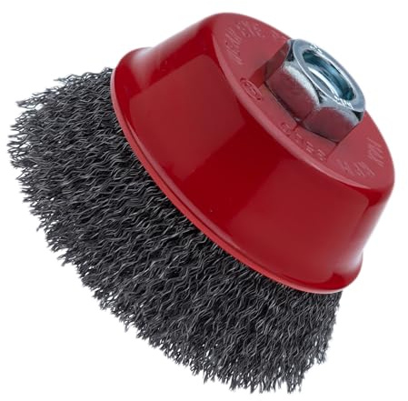 100mm Wire Brush for Angle Grinder, Soft Crimped Wire Brush Wheel for Light- to Medium-duty Cleaning Applications, Wired Cup Brush with M14 Lockin Nut