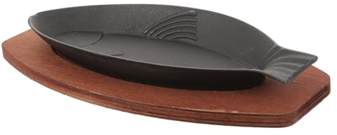 IMIKEYA Padella per Grigliare in Ghisa Resistente Vassoio per Servire Riutilizzabile Padella Antiaderente a Bassa Emissione di Fumi per Cucinare Pesce e Carne