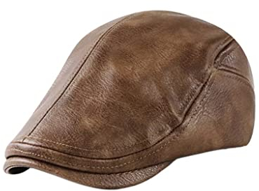 RajoNN Hüte Winter Herren Schwarzer Hut Leder Baskenmütze Retro Hut Britischer Zeitungsjunge Papa Geschenk Lässige Baskenmütze