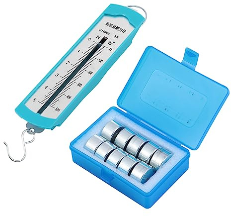 Dinamometro a Molla da 5 Newton Blu in Plastica e Metallo, 11 Pezzi
