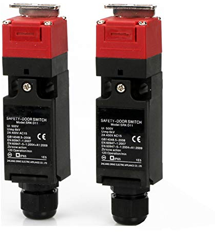 JALYKA QKS8 SRK D11 Sicherheitstürschalter wasserdichte Endschalter IP65 Schlosstüren Schlüsselschalter Kabelverschraubung PG11 D4NS-1BF, 2er-Pack, Rot