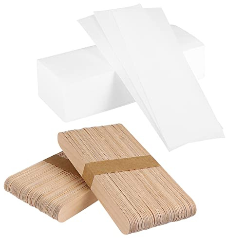 Beatifufu 200st Vaxremsor Och Vaxpinnar För Hårborttagning Professionella Verktyg För Kropp Och Ansikte Non-woven Material Med Släta Träapplikatorer Att Använda Och Bekväma
