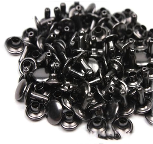 Mcoser 150 Sets Gun Black Leather Rivets 6mm x 10mm Tubular Metal Studs Double Cap Rivet for DIY Leather Craft