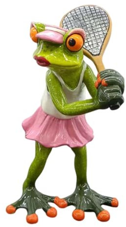 Frosch-Gartenskulpturen – Garten-Tennis-Frosch-Dekoration, handgefertigte Frosch-Gartenkunst | Tennis-Frosch-Ornament, Kunstharz-Figur, Hofdekoration, Outdoor-Harz-Frosch-Ornament für Balkon, Garten,
