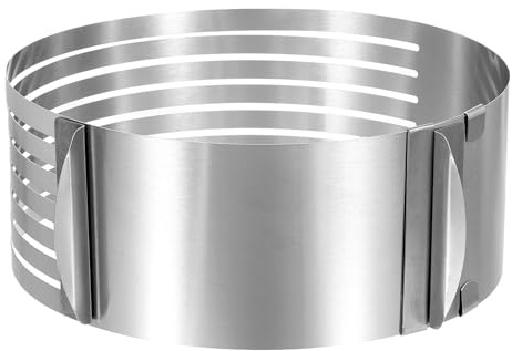 HARFINGTON Cake Leveler Slicer Stainless Steel Adjustable Round Cake Cutter Ring 7 Layered 6-8 Inch for Baking Cutting and Slicing Cakes