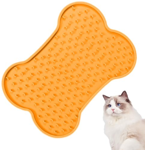 Alfombra de lamer para perros, alfombra para lamer gato - Alfombra de alimentación para mascotas | Alfombra para lamer comederos lentos en forma de hueso, perfecta para comida, golosinas, t