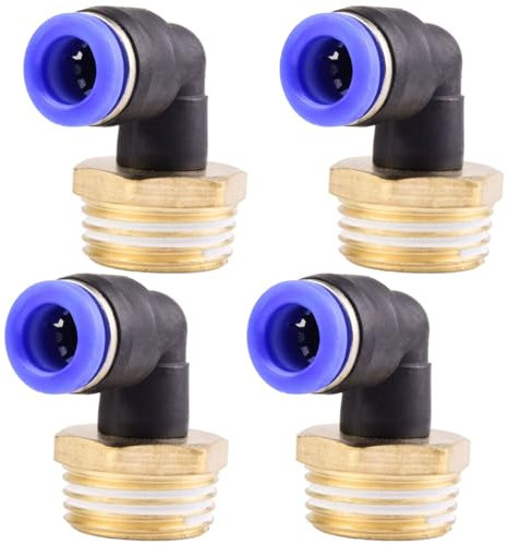 4 pezzi 8 mm 1/2” PT Raccordi pneumatici a gomito 90° con filettatura maschio Raccordi pneumatici a sgancio rapido per tubi flessibili push-in Connessione aria compressa push-in