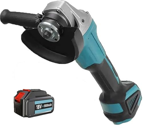 Akku-Winkelschleifer, Kompatibel mit Makita Bürstenlon,18V Kabelloses Trennschleifer Scheibe 125mm Schleifen mit 1x5500mAh Akku, 1 Zubehör，zum Entfernen von Farbe und Mörtel，Polier, zum Schleifen