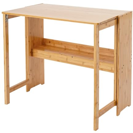 panfudongk Tavolo pieghevole in bambù, tavolo da lavoro, tavolo pieghevole, per ufficio, casa, studio, salvaspazio, con ripiano pieghevole, 83 x 54 x 76 cm (legno)