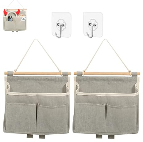 Fonyiunce 2pcs Borsa Portaoggetti da Parete, Tasche Organizzatore da Appendere Borse Porta, Organizer da Appendere con Grande Capacità, con 2 Ganc, per Camera, Cucina, Bagno, Dormitorio