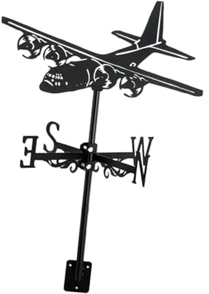 YXKJHH Veleta de avión Negra con indicador de dirección del Viento, Veleta de Hierro, Veleta de Metal para jardín, Granja, Cerca Exterior.
