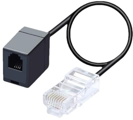 Adattatore da RJ11 a RJ45-Convertitore da 2 pacchetti da Ethernet a Phone , femmina RJ45 a RJ11 maschio, ideale per modem DSL, telefoni fissi e macchine fax, installazione plug and play Buona dura