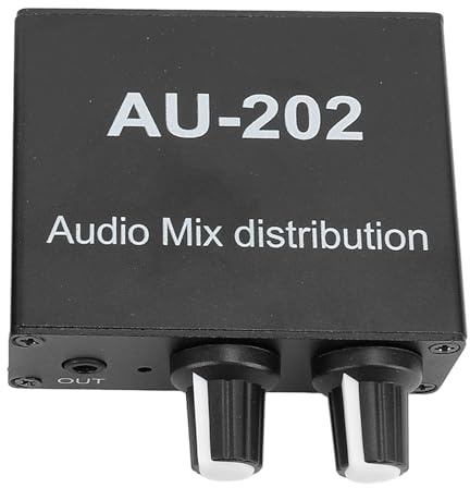 Stereo Mixer, Low Noise Performance 2-Channel Audio Mixer Compact Durable Black Aluminum Alloy for Motorcycle Riders Studio Engineers Musicians Field Recordists