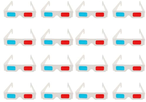 SAFIGLE Occhiali Per Film 3d Anaglifici Rossi e Blu in Cartone Bianco, Set 100 Pezzi, Leggeri e Riciclabili, Adatti a Ragazzo Ragazza e Adulti Per Serate Cinema e Gioco 3d