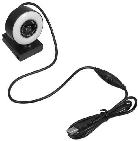 Happyyami 1080p Live Streaming Webcam with USB Cable and 3-gear Touch Brightness Control, Abs Material, Video Calls for Professional Online Meetings and Gaming