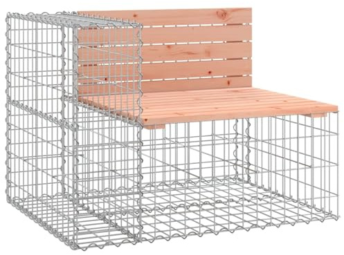 Banco de jardín de diseño de gavión, 92 x 71 x 65,5 cm, de madera maciza Douglas