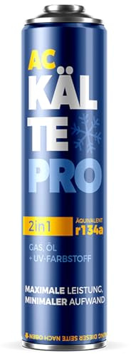 KÄLTEPRO Ricarica Clima Auto R134a Fai da Te - Gas Refrigerante con Olio Lubrificante - Kit 2-in-1 per Climatizzatore Auto 1995–2016- Equivalente a 755g di Gas R134a