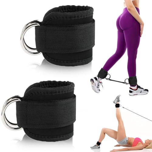 Set di 2 cavigliere fitness, cinghie per trazioni tricipiti per distensioni su panca, addominali e esercizi di trazione frontale, adatte per l'uso in palestra.