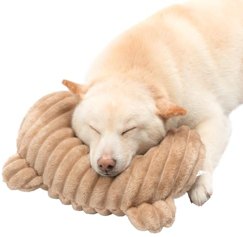 Jiupety U-förmiges Hundekissen waschbares Kuschelkissen, Orthopädisches Kissen, Spielzeug-Kissen für mittelgroße Hunde mit Nackenstütze für erholsamen Tiefschlaf, Braun, Größe L