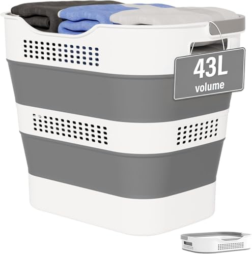 Panier à Linge Pliable 43L avec Poignées – Corbeille Pliable Grande Capacité – Panier Léger et Résistant pour Chambre, Salle de Bain, Buanderie - Entreprise Française - LPVS
