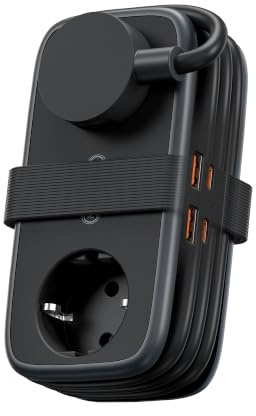 NTONPOWER 2-fach GaN-Steckdosenleiste, Flachstecker, 22,5 W PD, 1,5 m, Schwarz