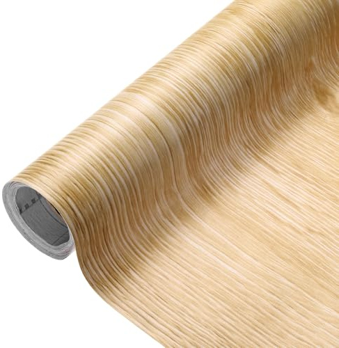 QUARKZMAN Papel De Contacto Con Textura De Madera 31.5x118 Papel Tapiz Autoadhesivo Impermeable Para Cubiertas De Cocina Baño Y Gabinetes En Casa, Marrón Claro