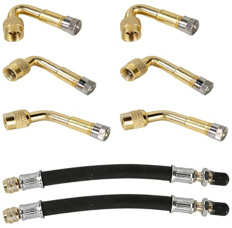WANTOUTH 8 PCS Extensiones de Válvula para Coche, Adaptador de Extensión de Válvula de Neumático Angular de 135°, 90° y 45°, Prolongador deVálvula de Bici, Adaptador Válvulas para Moto y Autocaravana