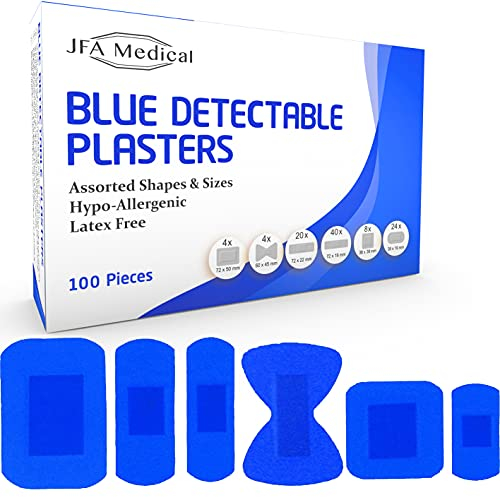 JFA Medical Blue Plasters 100 Plasters per Pack (Assorted (6 Sizes))