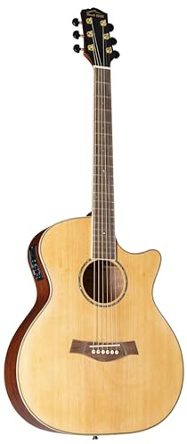 Red Hill CF-720C EQ Westerngitarre, Akustik-Gitarre mit Tonabnehmer, elektroakustische Gitarre, Grand Auditorium mit Cutaway und Natural Fichtendecke