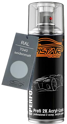 TRISTARcolor RAL 7040 Fenstergrau seidenmatt 2K Acryl Spraydose Sprühdose Spritzlack Sprühlack 400 ml schnelltrocknend