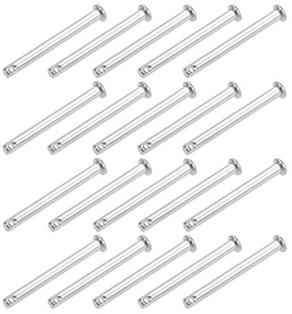 sourcing map 20 Stück Steckbolzen Einzelnloch Gabelbolzen Splintstift Flacher Kopf 5mm X 50mm 304 Edelstahl Link Scharnierstift
