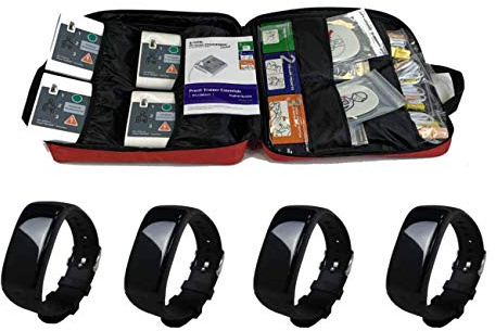 WNL Products WL120ES10-4 & 4 WLCRdM Bundle: 4 Pack AED Defibrillator Practi-Trainer Essentials Base Model AED Training Kit & 4 Pack CPR Compression Rate and Depth Wrist Monitor Device Practi-CRdM With