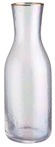 BUTLERS Glaskaraffe 1,2 l Glas - SMERALDA - Goldrand | Farbe Klar - schimmernder Perlmuttglanz - feine Oberflächenstruktur - irisierendes Gefäß für Wasser & Saft