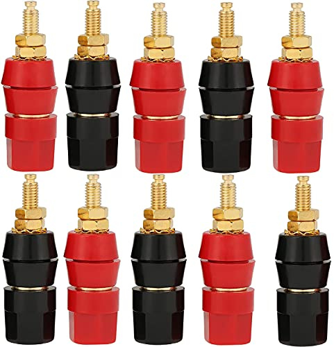 RUNCCI-YUN 10 pieces 4 mm banana socket,（black red） audio speaker connector, binding post banana plug panel mounting bananenbuchse， for Chassis HIFI Audio
