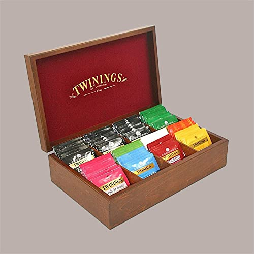 Lucgel Srl Caja de Madera 8 Compartimentos + 80 Filtros de Infusiones Herbal y Twinings