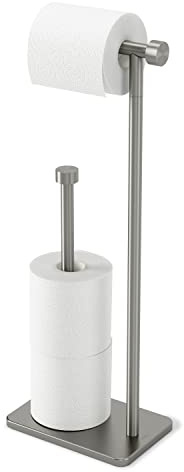 Umbra Cappa Toilet Paper Stand with Reserve, Free-Standing Storage Solution for Bathroom, Nickel