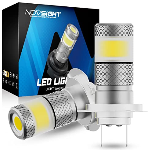 NOVSIGHT H7 - Lampadine LED fendinebbia, 2500 lumen, 6500 K, super luminose, adatte per fari auto, lampadine alogene o luci diurne