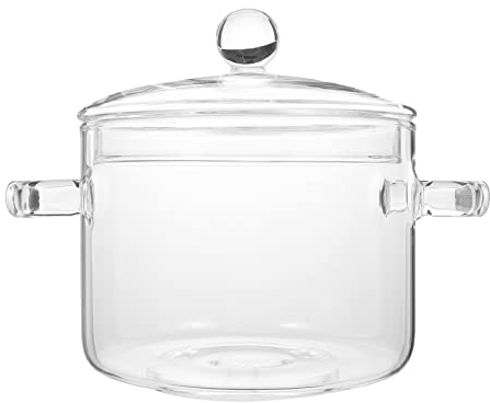 GANAZONO Glass Cooking Saucepan Stovetop Borosilicate Glass Cooking Pot with Lid and Handle Kitchen Pot for Pasta Noodle Soup Milk