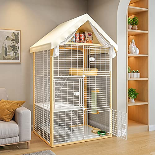 Katzenkäfig – Laufstall Für Katzen, Katzengehege Innen -DIY Kleintierkäfig Für Kaninchen, Meerschweinchen, Welpen Portable Metalldraht Yard Fence, Großer Auslaufplatz ( Color : Yellow-A , Size : 92*47
