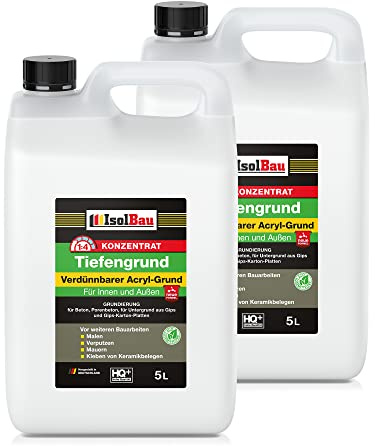 Isolbau 10 L Tiefengrund Konzentrat 1:4 - Verdünnbarer Acryl-Grund für Innen & Außen - Grundierung für Beton, Putz, Gips uvm