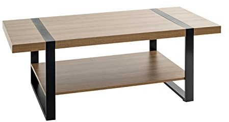 HAKU Couchtisch, Eiche, schwarz, Metall, Spanplatte - Maße: B 120 x H 45 x T 60 cm, Style: Modern