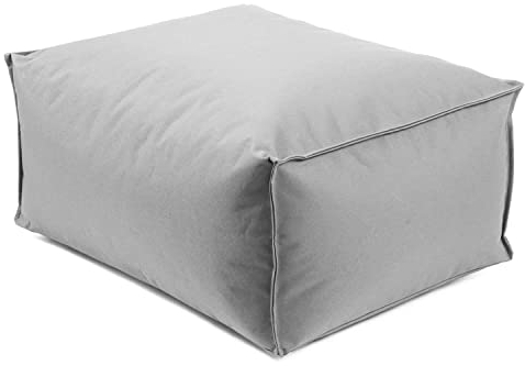 mokebo® Outdoor Pouf o. Hocker 60x45cm für Balkon & Garten 'Der Ruhestifter' Sitzhocker eckig, Bodenkissen, Sitzwürfel, Sitzpouf, Fußhocker & Beistelltisch mit EPS-Perlen Füllung, Grau